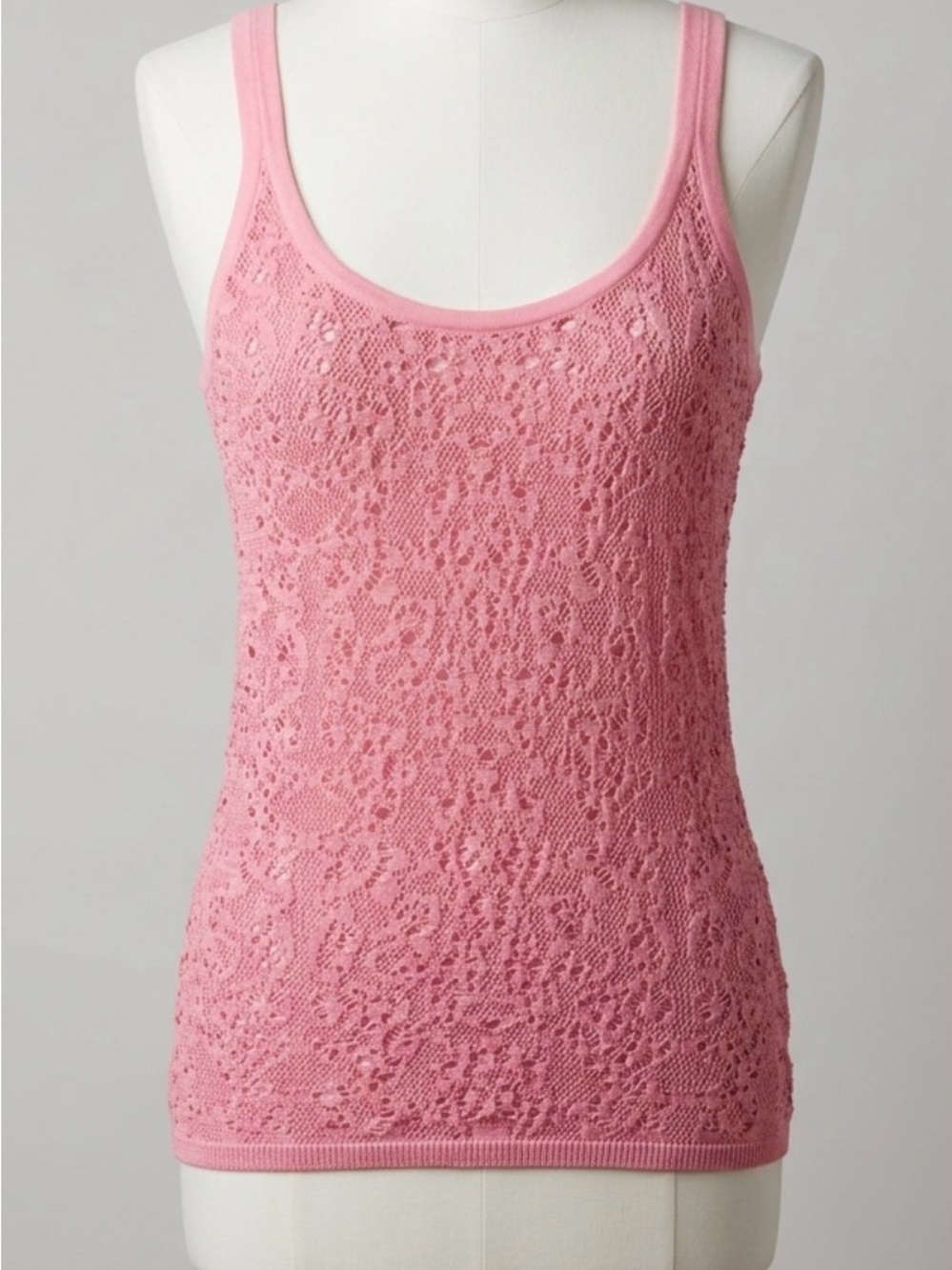 Gabriela Hearst "Pontus" Wool-Silk Lace Knit Tank Top in Rosa